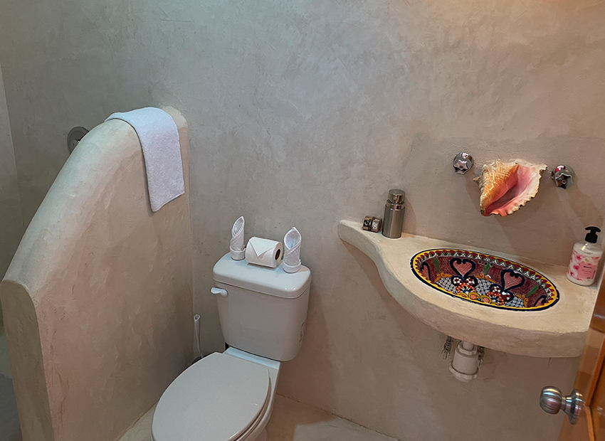 A bathroom accommodation at the Kay Fly Fishing Lodge in Punta Allen, Mexico